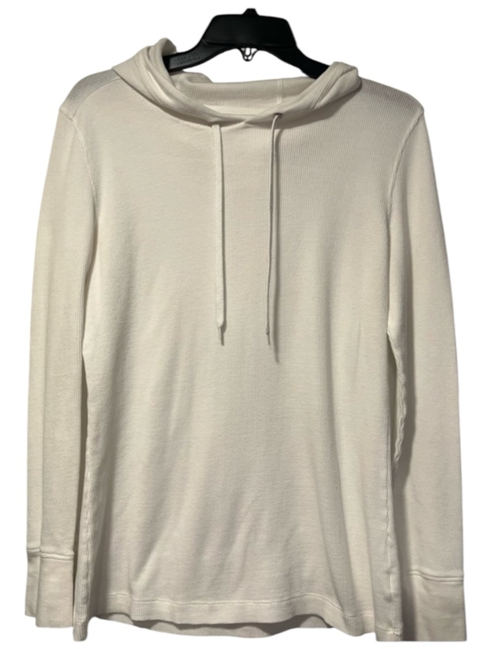 GAP White Hooded Long Sleeve Top Size Large Cozy Waffle Knit Hoodie